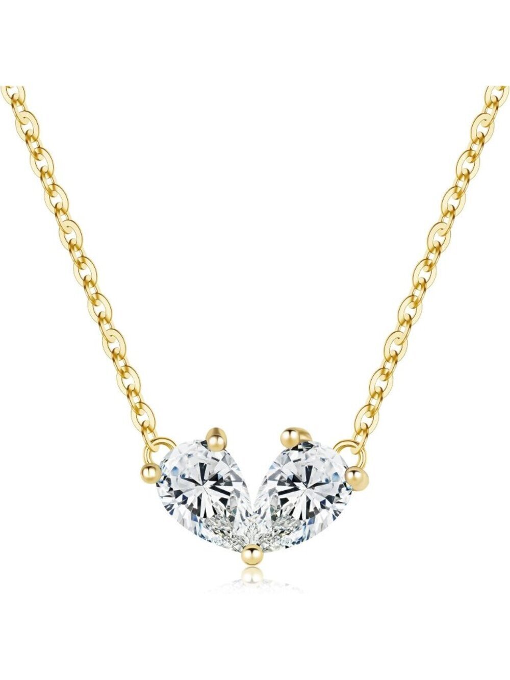 Women's Silver Brass Metal 14 K Dainty Gold Plated Heart Birthstone Necklaces